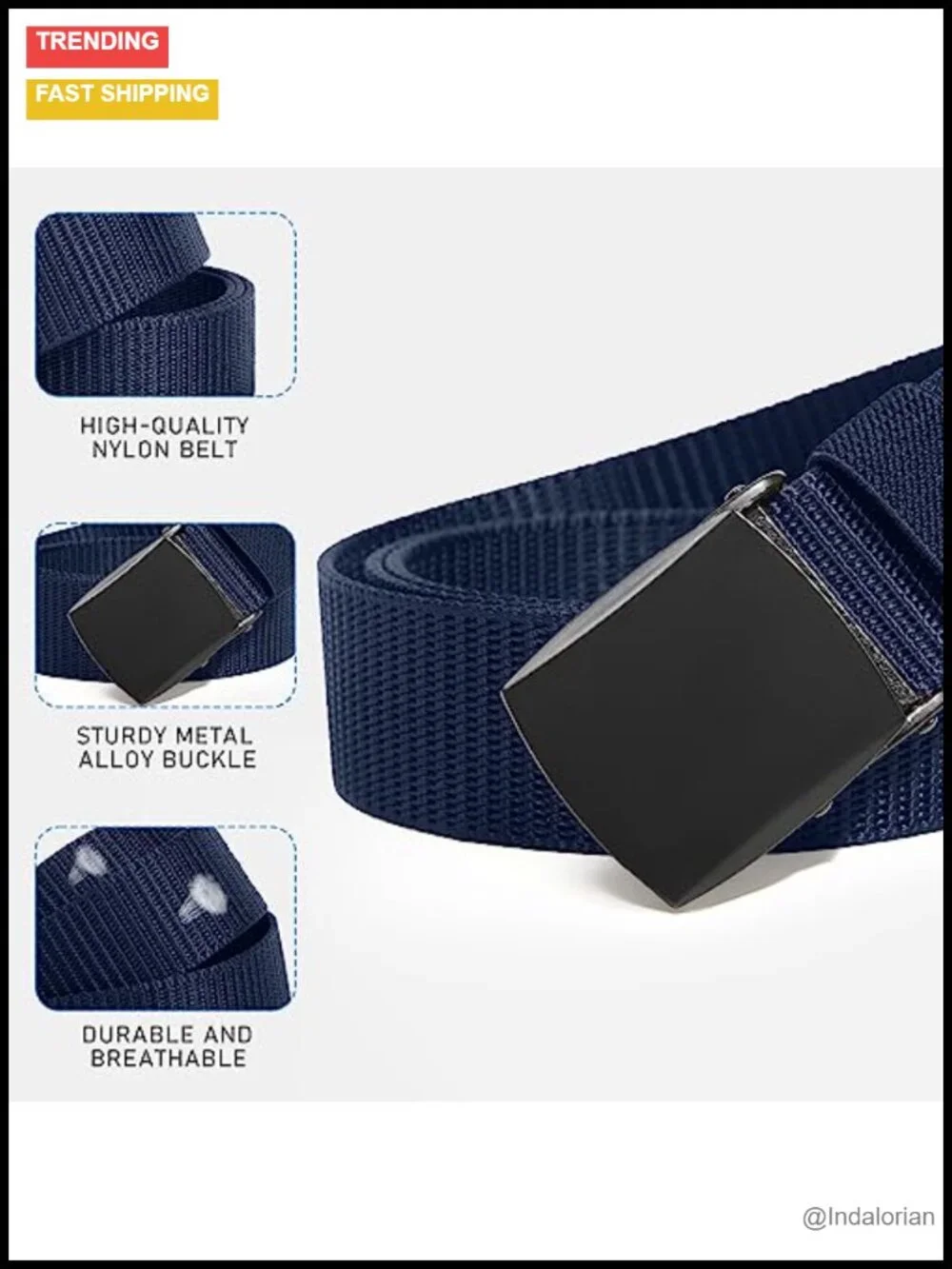 Nylon Boys Baseball Belt with Metal Buckle, No-Hole Adjustable Youth Belt for